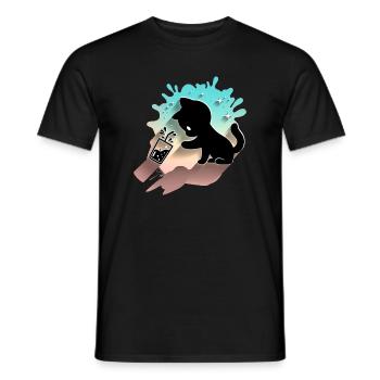 Kawaii Cat with Bubble Tea Cute Sweet Kitty - Men's T-Shirt - black - Front - AI Model Male 178 light (178cm)