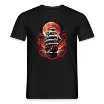 Piraten Schiff Blutmond Gothic Fantasy Design - Männer T-Shirt - Schwarz - Vorne - AI Model Male 178 light (178cm)