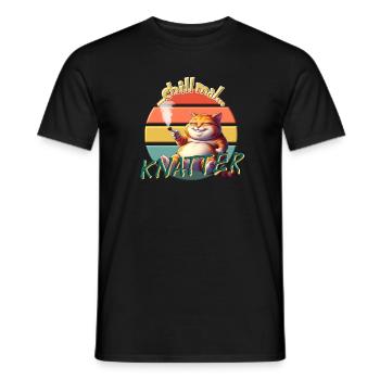 Chill Cat: Funny Rattle T-Shirt Design - Men's T-Shirt - black - Front - AI Model Male 178 light (178cm)