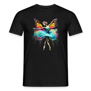 Ballerina with butterfly wings butterflies tutu - Men's T-Shirt - black - Front - AI Model Male 178 light (178cm)