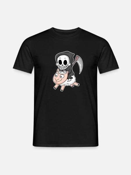 Grim Reaper Sheep Motif - Men's T-Shirt - black