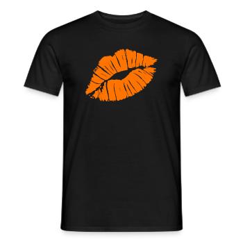 Smooch Orange Lipstick Kiss Mark Love Statement - Men's T-Shirt - black - Front - AI Model Male 178 light (178cm)