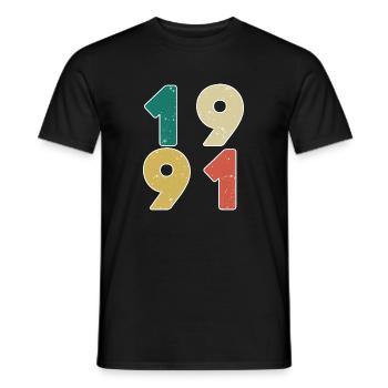 1991 - Born 1991 - Built in 1991 - Men's T-Shirt - black - Front - AI Model Male 178 light (178cm)