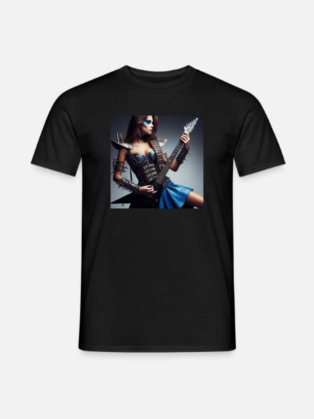 Weibliche Gitarrenheldin - Männer T-Shirt - Schwarz