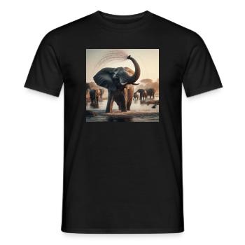 Elephants in the jungle - Men's T-Shirt - black - Front - AI Model Male 178 light (178cm)