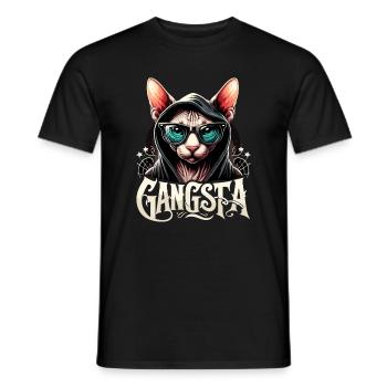 Sphynx Cat Cool Gangsta Gangster Cadeau - T-shirt homme - noir - Devant - AI Model Male 178 light (178cm)