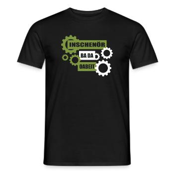 Inschenör ba da Oabeit, engineer at work - Men's T-Shirt - black - Front - AI Model Male 178 light (178cm)