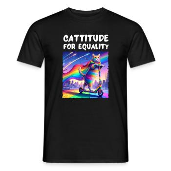 Schwulenstolz. Cattitude für Gleichberechtigung - Männer T-Shirt - Schwarz - Vorne - AI Model Male 178 light (178cm)