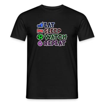 Manger dormir Regarder EM Répéter - T-shirt homme - noir - Devant - AI Model Male 178 light (178cm)
