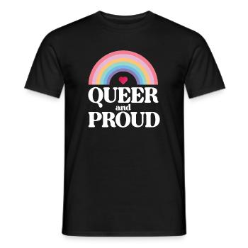 Mois de la fierté LGBT - Queer et fier - T-shirt homme - noir - Devant - AI Model Male 178 light (178cm)