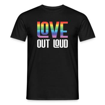 Mois de la fierté LGBTQ - Love Out Loud - T-shirt homme - noir - Devant - AI Model Male 178 light (178cm)