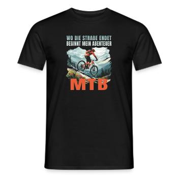 MTB: Wo die Straße endet beginnt mein Abenteuer - Männer T-Shirt - Schwarz - Vorne - AI Model Male 178 light (178cm)