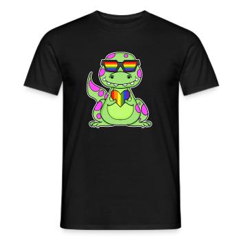 Dino Rainbow Heart Dinosaur Motif - Men's T-Shirt - black - Front - AI Model Male 178 light (178cm)