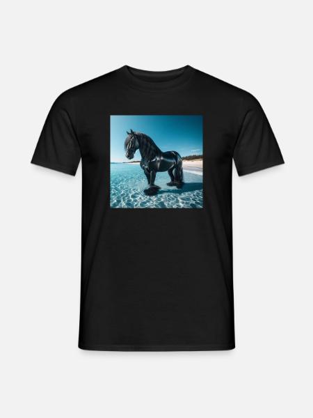 Cheval dans l’eau - T-shirt homme - noir