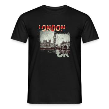 London UK Vintage - Männer T-Shirt - Schwarz - Vorne - AI Model Male 178 light (178cm)