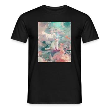 Chat pastel dans Dreamscape - T-shirt homme - noir - Devant - AI Model Male 178 light (178cm)