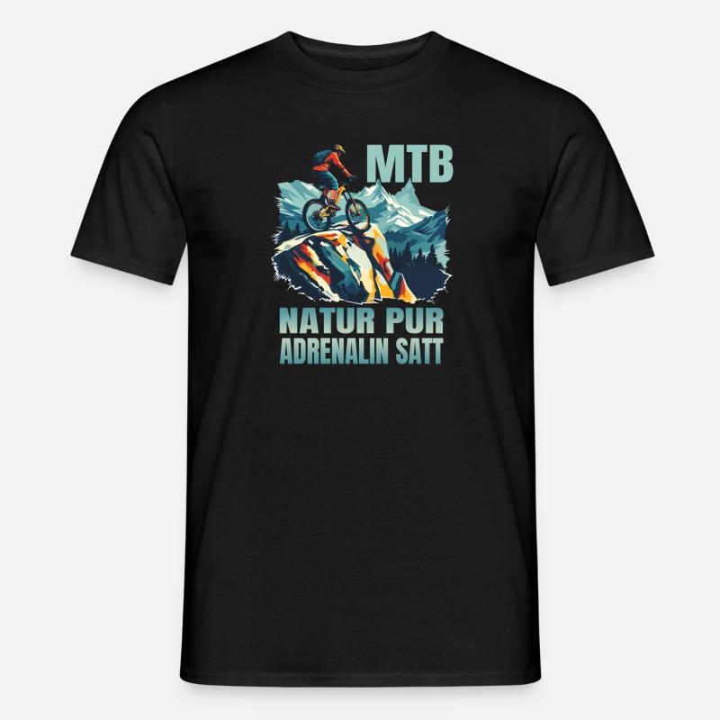 MTB: Natur pur - Adrenalin satt - Männer T-Shirt - Schwarz