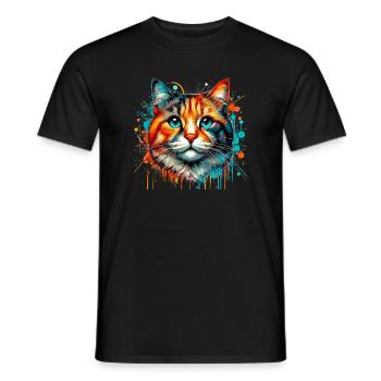 Cat - Men's T-Shirt - black - Front - AI Model Male 178 light (178cm)