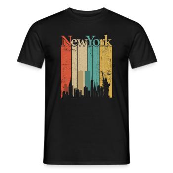 New York Skyline Retro Streifen - Männer T-Shirt - Schwarz - Vorne - AI Model Male 178 light (178cm)