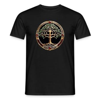 Elegant and noble tree of life with Celtic knot. - Men's T-Shirt - black - Front - AI Model Male 178 light (178cm)