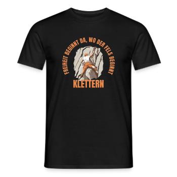 Freiheit beginnt da, wo der Fels beginnt - Männer T-Shirt - Schwarz - Vorne - AI Model Male 178 light (178cm)