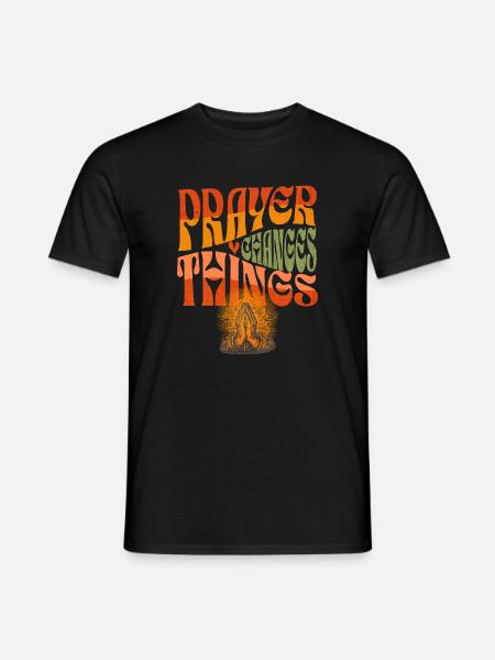 Gebetshände Motiv mit Friedenswunsch - Männer T-Shirt - Schwarz