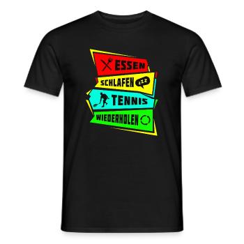 Manger dormir répéter le tennis - T-shirt homme - noir - Devant - AI Model Male 178 light (178cm)