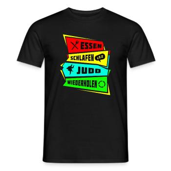 Essen Schlafen Judo wiederholen - Männer T-Shirt - Schwarz - Vorne - AI Model Male 178 light (178cm)