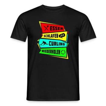 Manger dormir Curling Répéter - T-shirt homme - noir - Devant - AI Model Male 178 light (178cm)