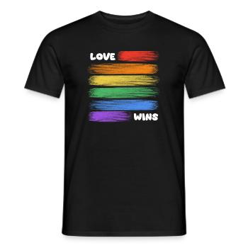 Love wins rainbow stripes - Men's T-Shirt - black - Front - AI Model Male 178 light (178cm)