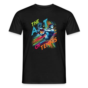 Dynamischer Aufschlag: Die Kunst des Tennis in Bewegung - Männer T-Shirt - Schwarz - Vorne - AI Model Male 178 light (178cm)