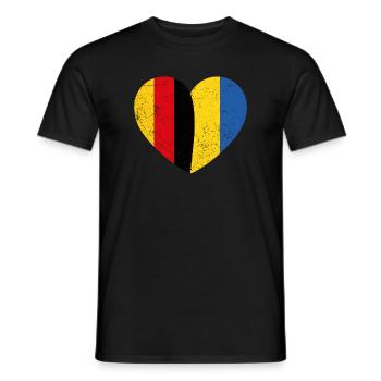 Deutschland Ukraine Herz - Männer T-Shirt - Schwarz - Vorne - AI Model Male 178 light (178cm)