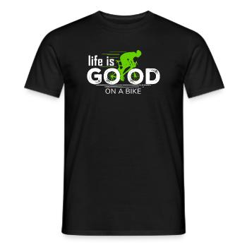 Life Is Good On A Bike Road Bike Saying - Men's T-Shirt - black - Front - AI Model Male 178 light (178cm)