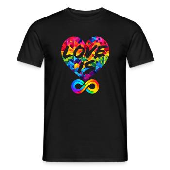 LIEBE IST UNENDLICH, LIEBESPUZZLE, LGBTQIA+ - Männer T-Shirt - Schwarz - Vorne - AI Model Male 178 light (178cm)
