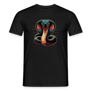 motif serpent Cobra dynamique et coloré - T-shirt homme - noir - Devant - AI Model Male 178 light (178cm)