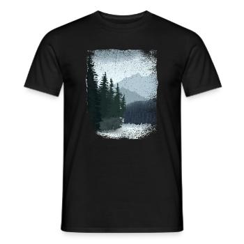 dark forest and mountains with frayed edge - Men's T-Shirt - black - Front - AI Model Male 178 light (178cm)