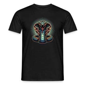 motif serpent Cobra dynamique et coloré - T-shirt homme - noir - Devant - AI Model Male 178 light (178cm)