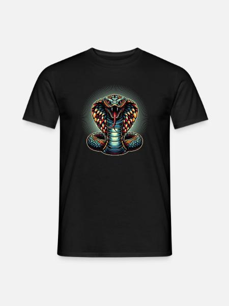 dynamisches und farbenfrohes Cobra-Schlangen Motiv - T-shirt herr - svart