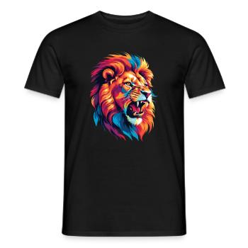 Mehrfarbiger Löwe - Männer T-Shirt - Schwarz - Vorne - AI Model Male 178 light (178cm)