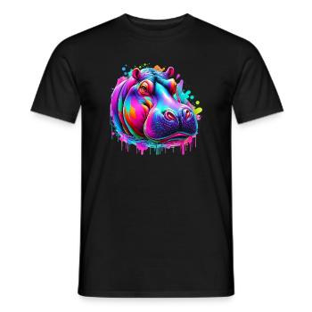 Hippopotamus - Men's T-Shirt - black - Front - AI Model Male 178 light (178cm)