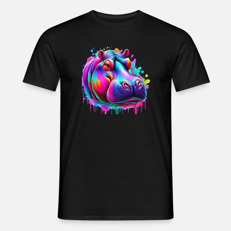 Nilpferd - Männer T-Shirt - Schwarz
