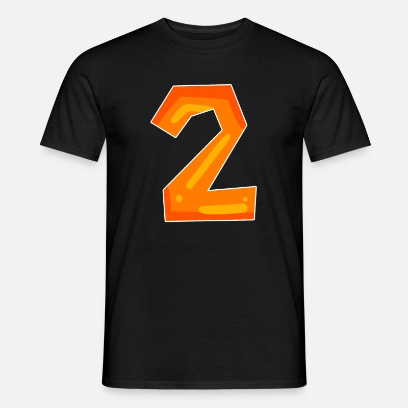 Zwei - 2 - Nummer Zahl - Männer T-Shirt - Schwarz