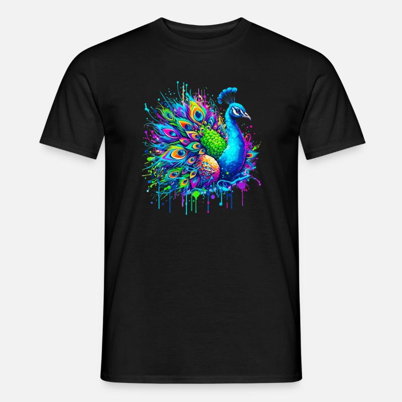 Pfau - Männer T-Shirt - Schwarz