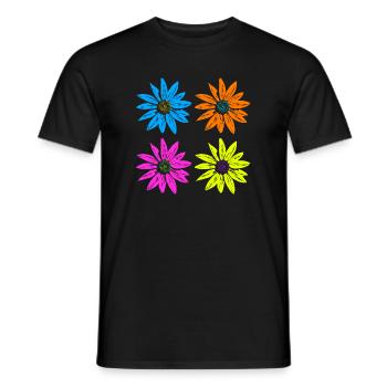 Blumen Pop Art vier Farben - Männer T-Shirt - Schwarz - Vorne - AI Model Male 178 light (178cm)