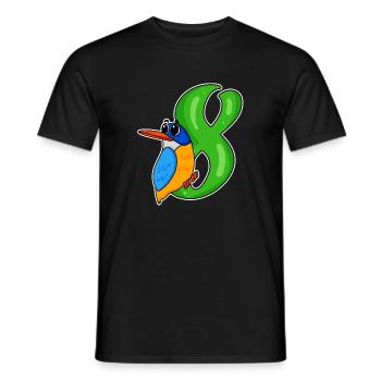 8ème anniversaire motif martin-pêcheur - huit ans - T-shirt homme - noir - Devant - AI Model Male 178 light (178cm)
