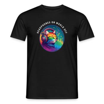 LGBT. Casque sur le monde éteint - T-shirt homme - noir - Devant - AI Model Male 178 light (178cm)