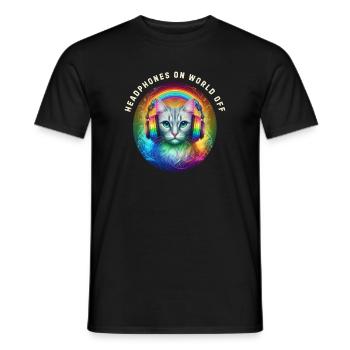 LGBT. Casque sur le monde éteint - T-shirt homme - noir - Devant - AI Model Male 178 light (178cm)