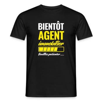 Bald Immobilienmakler bitte warten - Männer T-Shirt - Schwarz - Vorne - AI Model Male 178 light (178cm)