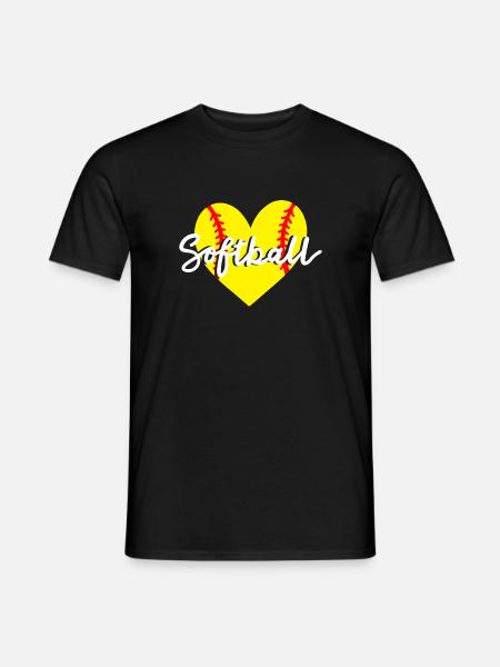 Softball Herz - Männer T-Shirt - Schwarz