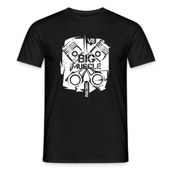 V8 Musclecar Moteur à piston Logo de voiture d’illustration - T-shirt homme - noir - Devant - AI Model Male 178 light (178cm)